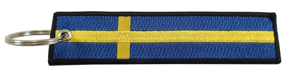 SWEDEN Flag Key Chain, 100% Embroidered