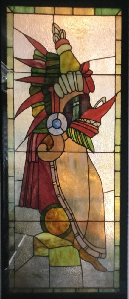A 72" x 33" beautiful stained glass panel from 1909