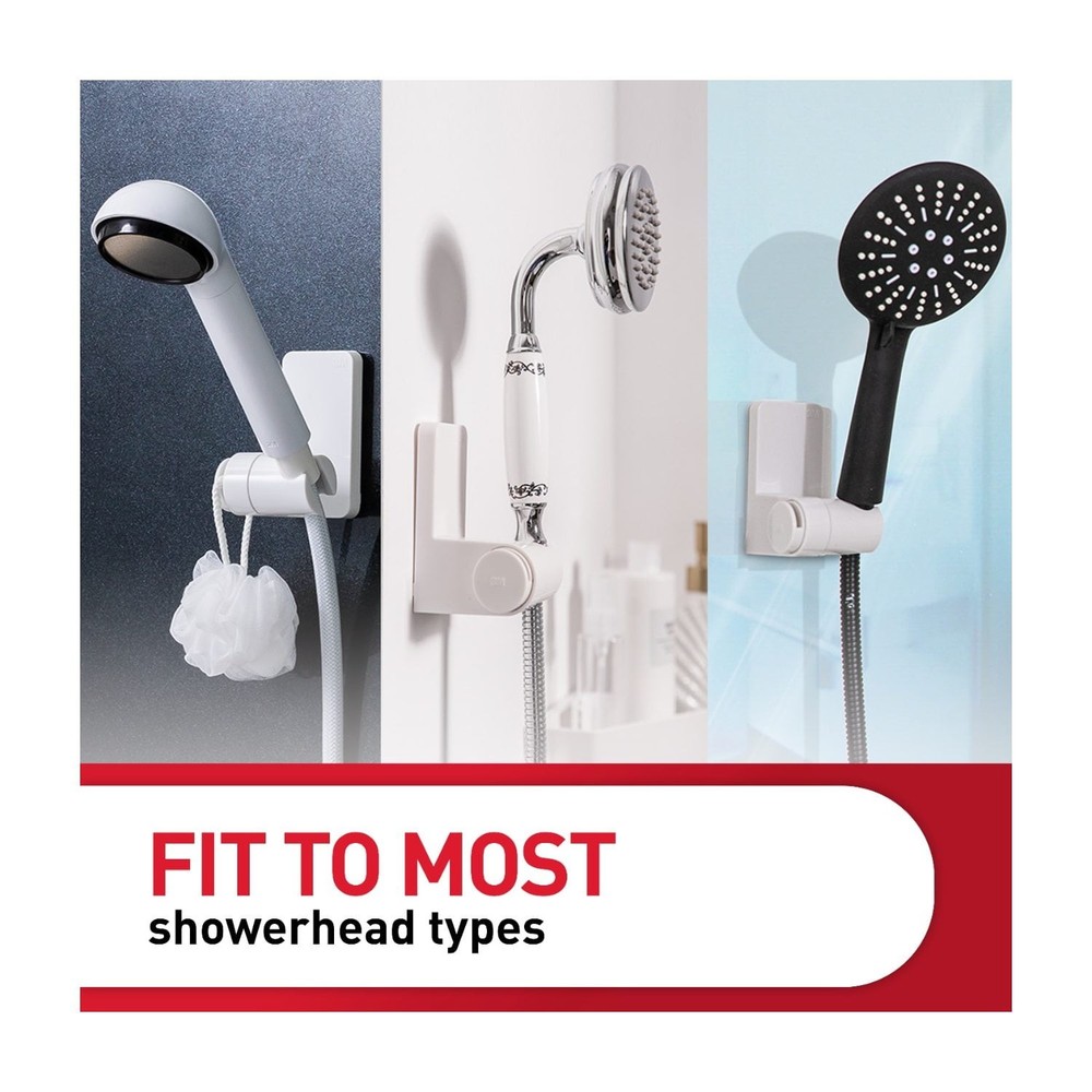 Command Bath Shower Head Holder, White, 1 Holder,Holds 4 lbs