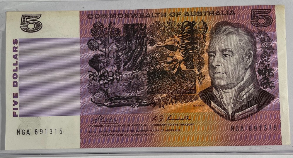 Australia 1969 $5 Phillips & Randall (#177) Nice Note