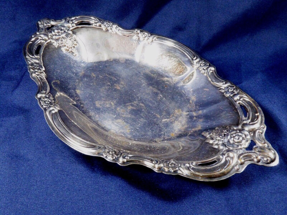 Vintage Community Scroll & Floral pattern Silver plate Dish Bowl