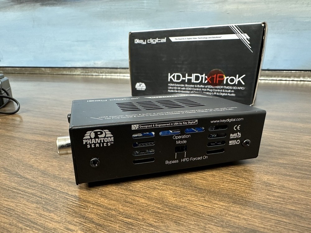 Key Digital KD-HD1x1ProK HDMI Extender/Booster/Buffer with Audio De-Embedder