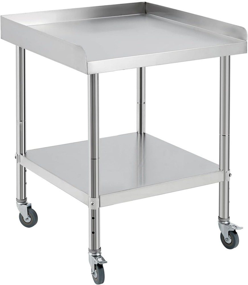 Stainless Steel NSF Kitchen Restaurant Work Prep Table with Wheels & Backsplash