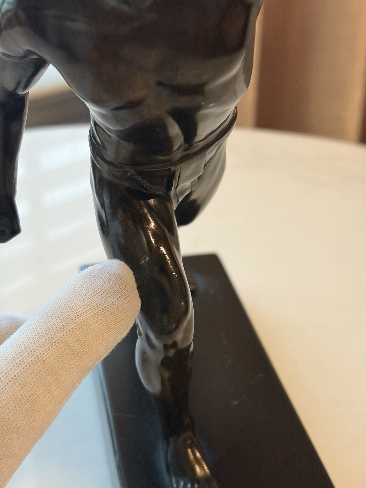 Antique Art Deco Male Athlete Statue | Bronze-Finish Spelter | c. 1930s