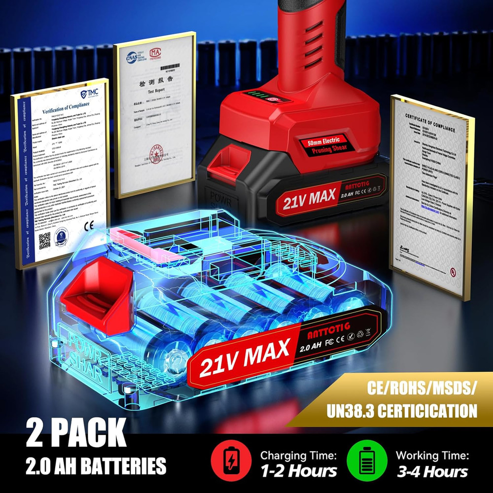 (Upgraded Version) Electric Pruning Shears, Large 2.75 inch Cutting Diameter Bru