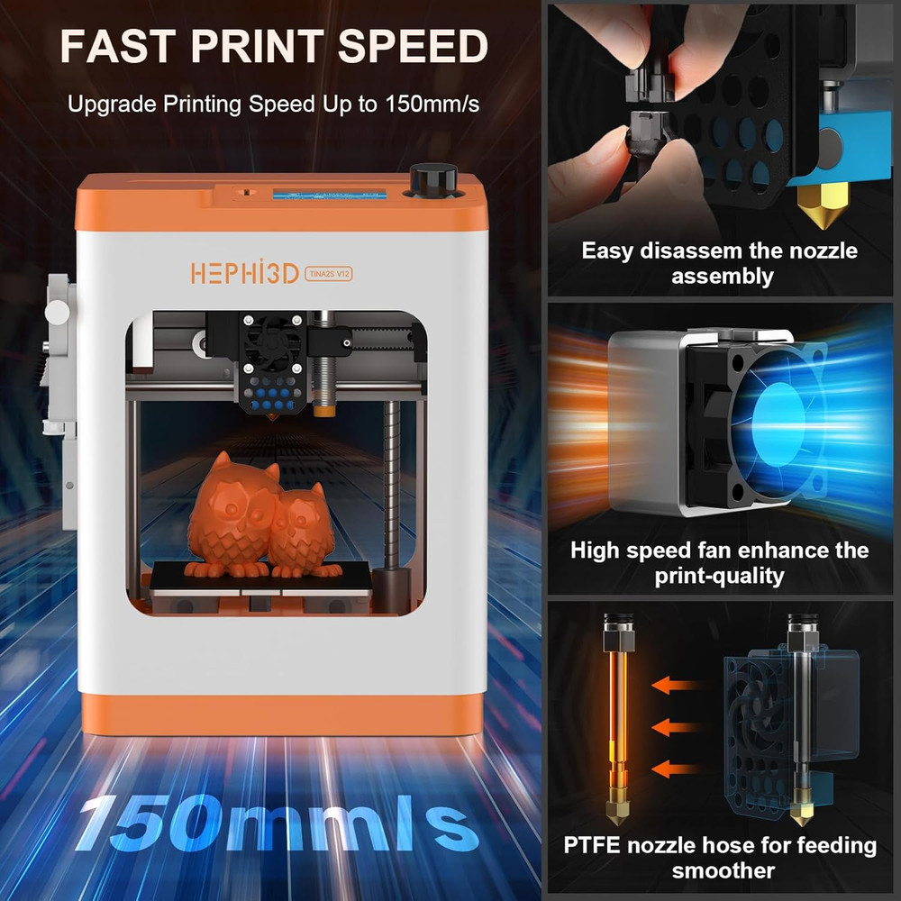 TINA2S 3D Printer, 3D Printers for Beginners, Wifi Cloud Printing Mini 3D Print