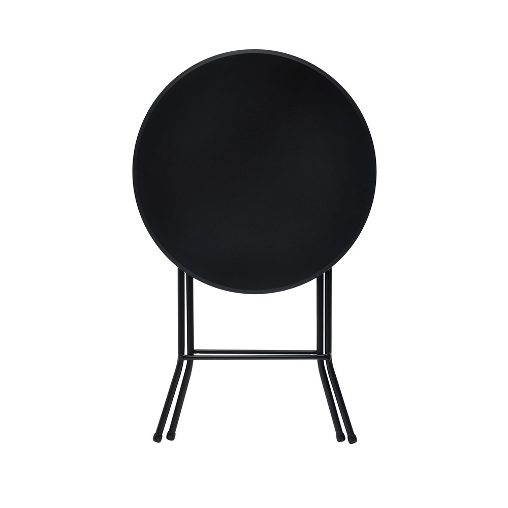 31" Round High-Top Folding Table, Black