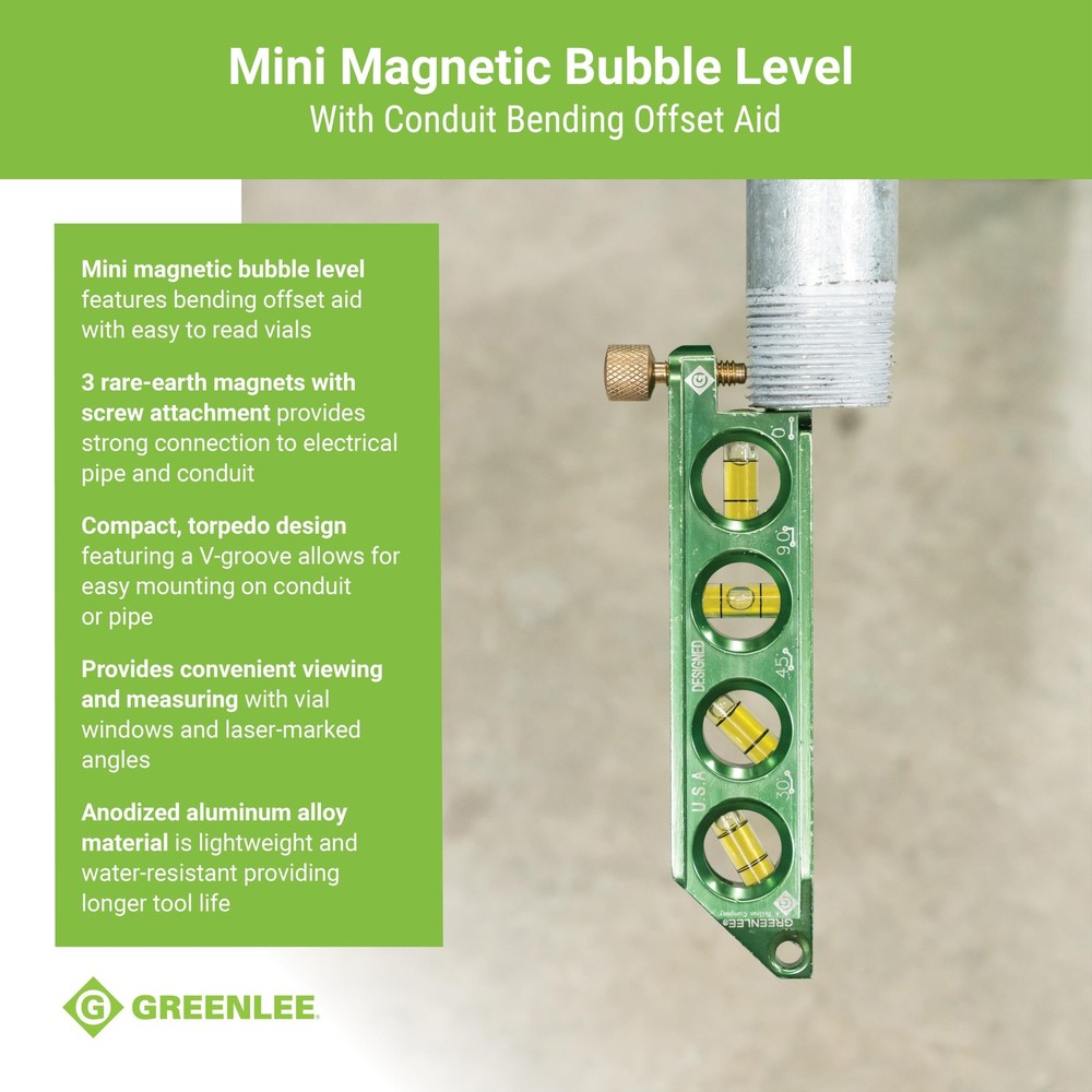 L77 Mini Magnetic Bubble Level with Conduit Bending Offset Aid