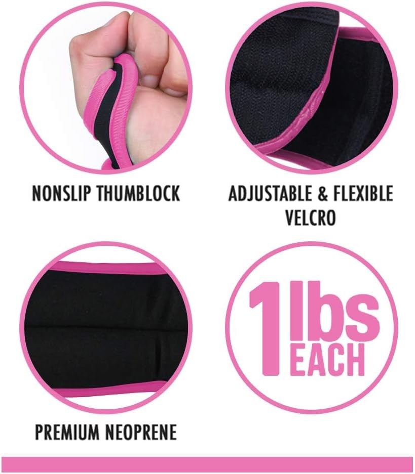 Wrist Weights with Thumb Loops Lock, 1lb*2 2lbs*2 for Running, Strength Train...