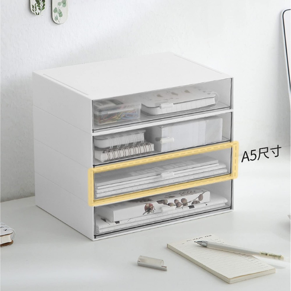 Desk Organizer with Drawers Stackable Storage Drawers, Plastic Compact Desk S...