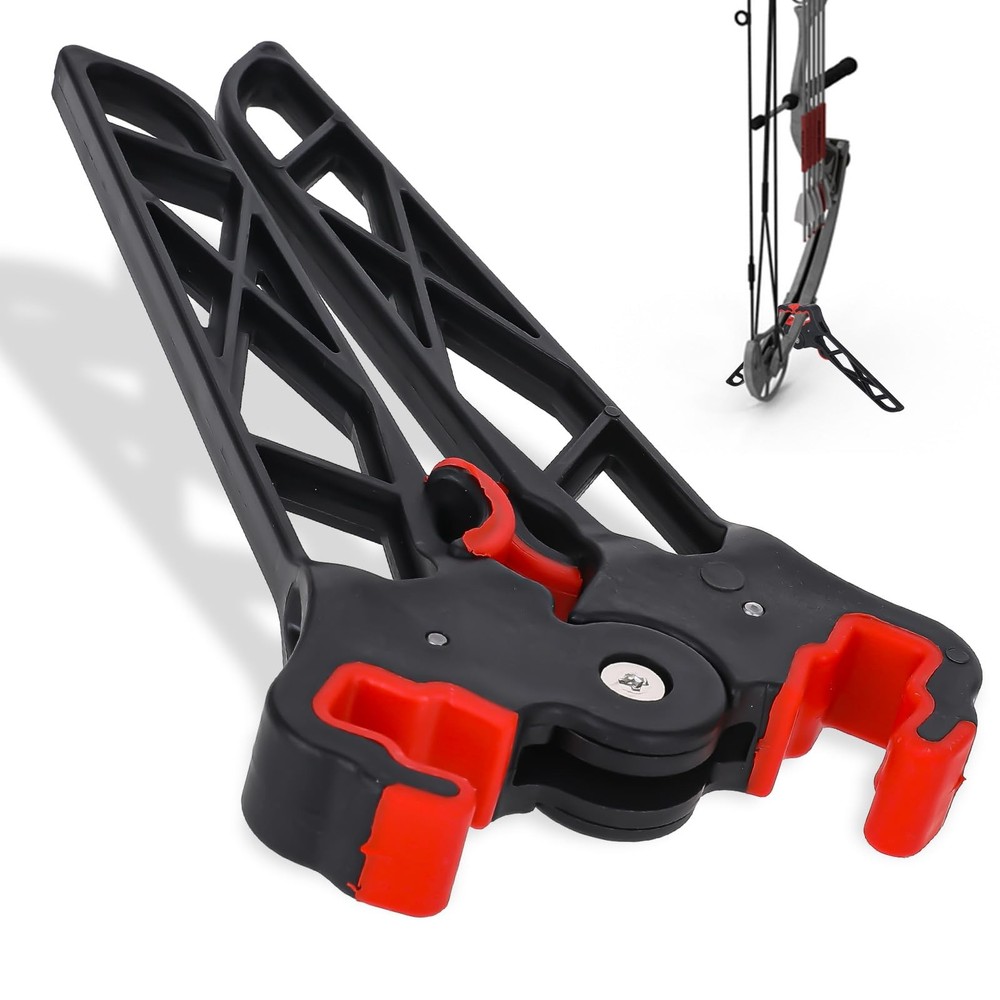Folding Bow Stabilizer Stand 7 inches long, maximum width: 4", Black and red