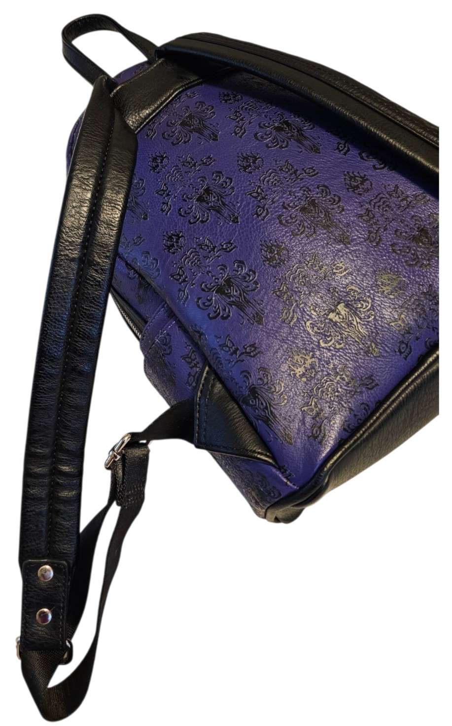 Loungefly Disney Parks Haunted Mansion Purple Wallpaper Mini Backpack ❤️ Logo