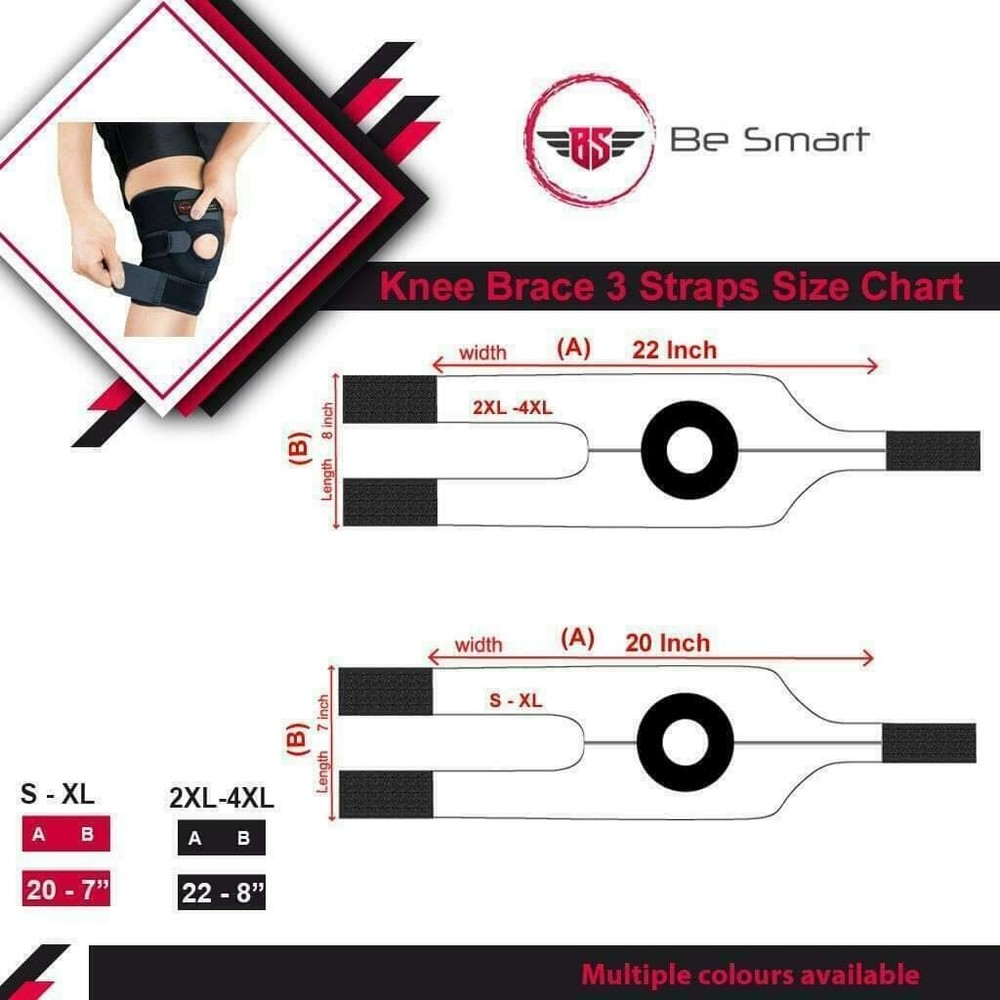 3 Strap Knee Brace Stabilizer Wrap Support Guard Patella Arthritis Adjustable