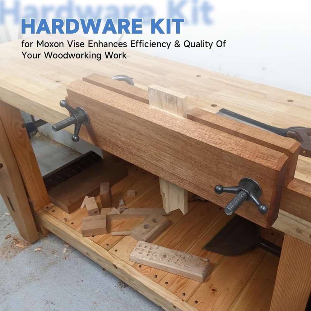 Hardware Kit for Moxon Vise, Bench Vise Screw Kit Includes 8 Inch Threaded Ro...
