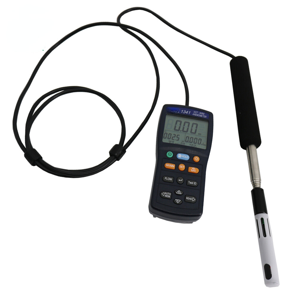 TES-1341 Air Velocity Meter Hot-Wire Anemometer Software Flow Volume Tester