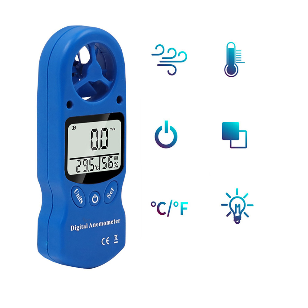 Digital Anemometer Wind Speed Meter Temperature Humidity Measuring Instrument