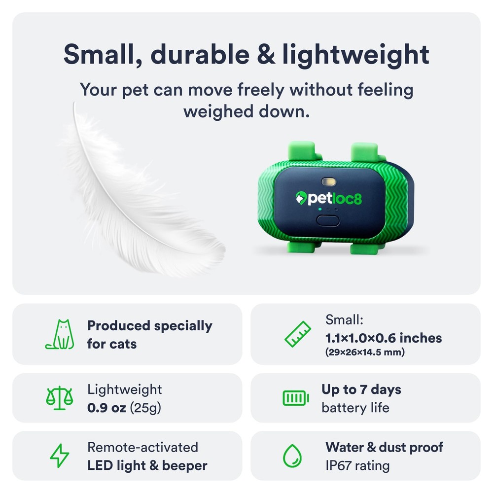 Cat GPS Tracker – Smallest Waterproof Pet Tracking Device with App, Real-Time...