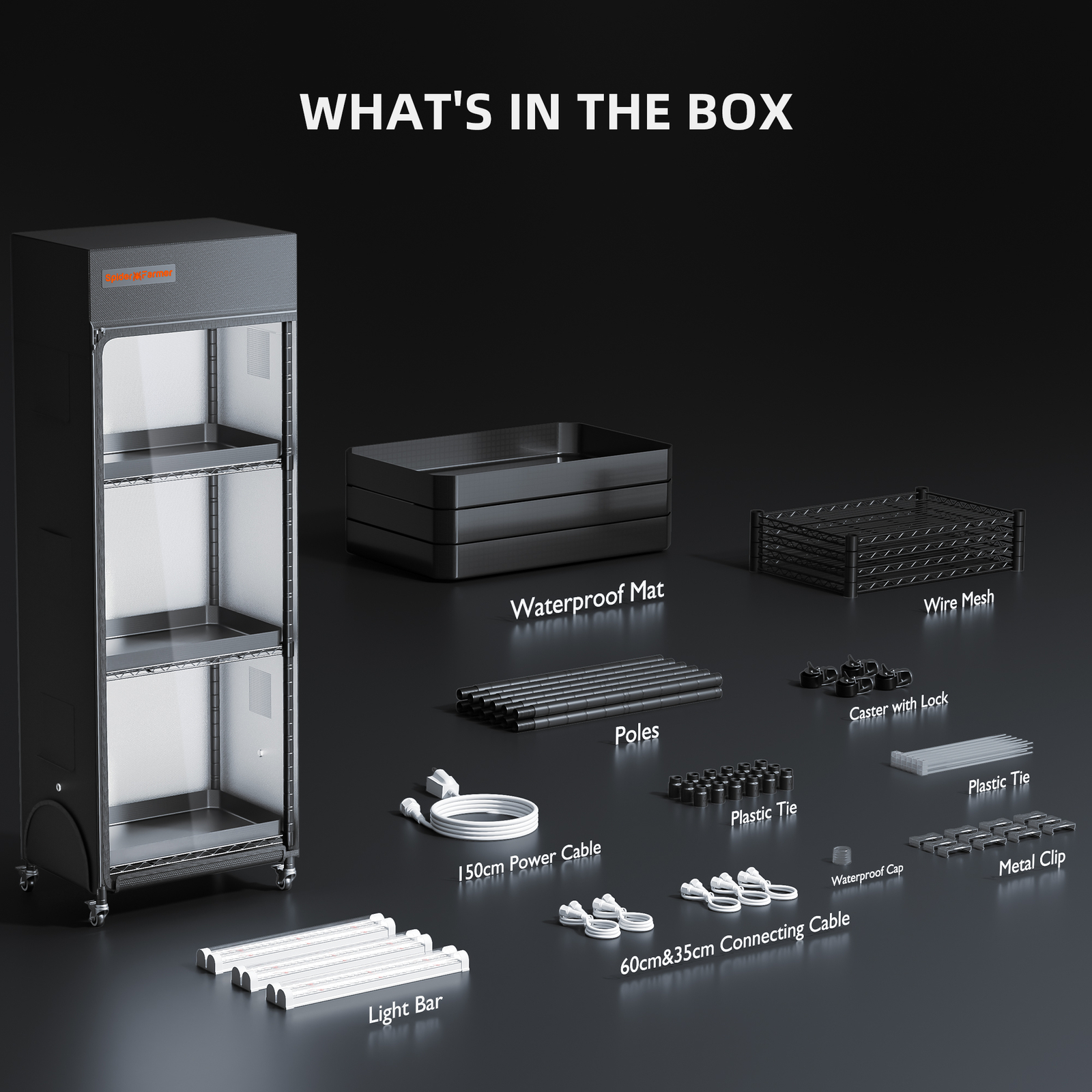 Spider Farmer plant stand with grow lights and tent for indoor plants