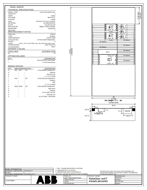 ABB Reliagear neXT Distribution Panels