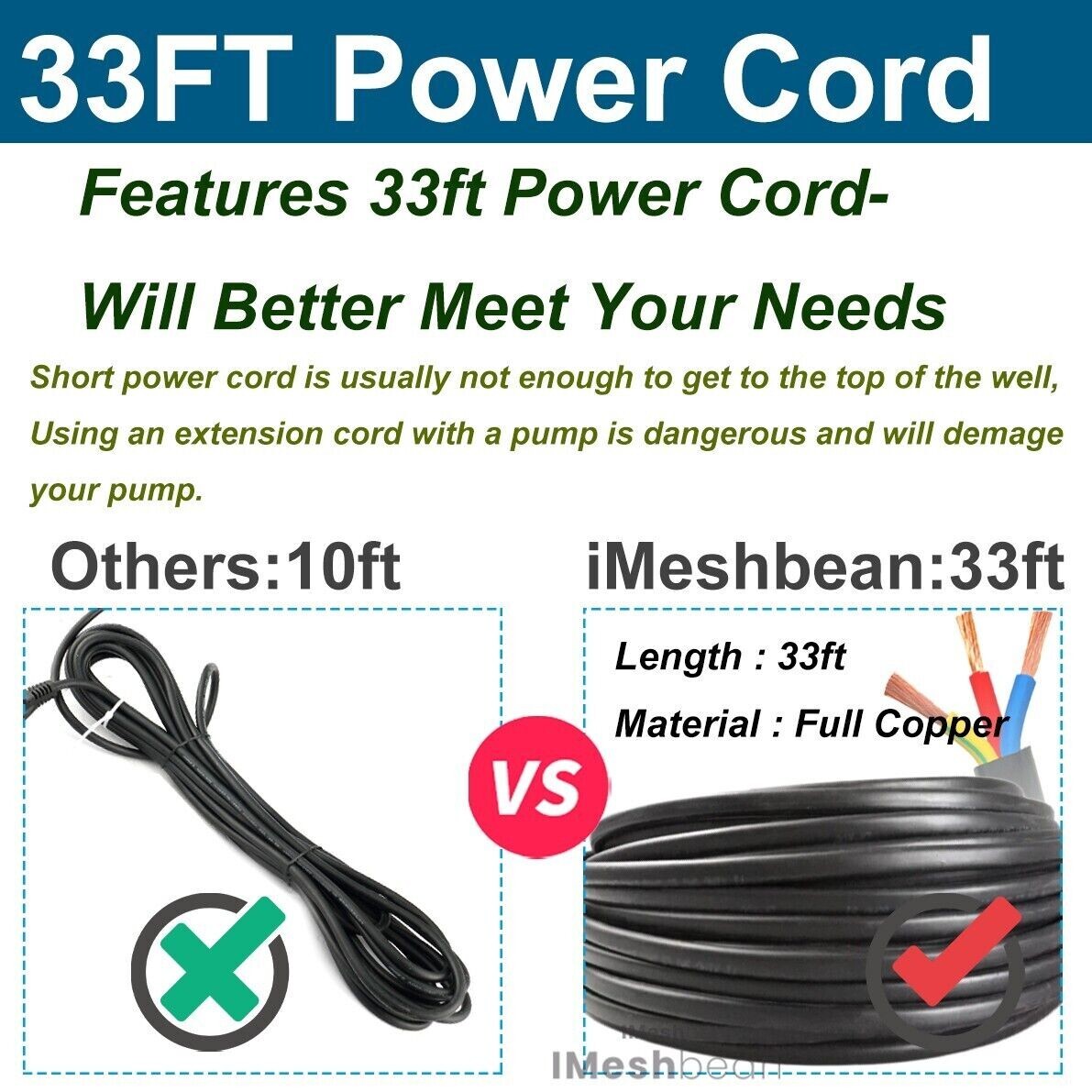 1 HP 4" Deep Well Submersible Pump ,115V, 33 GPM, 276FT ,60Hz,Stainless Steel