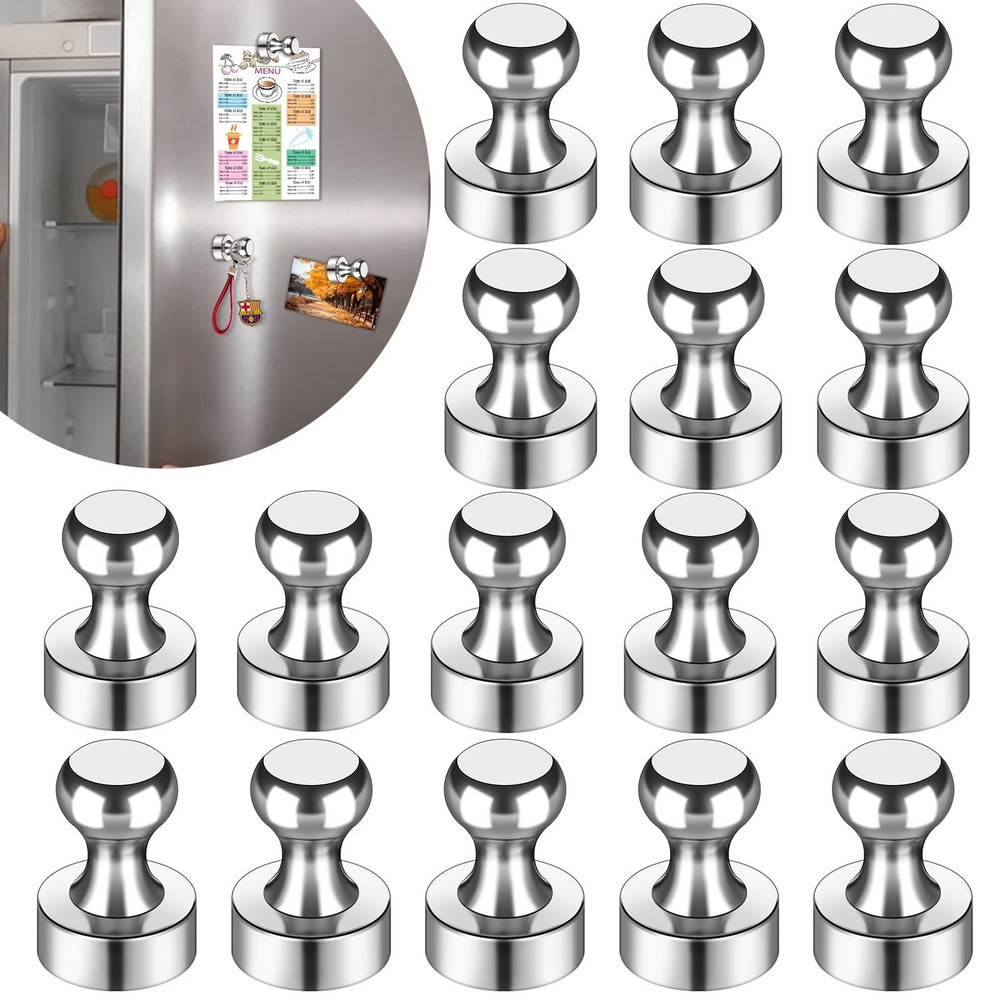 LOVIMAG Fridge Magnets 16Pcs Refrigerator Whiteboard Small 16 pcs, Silver