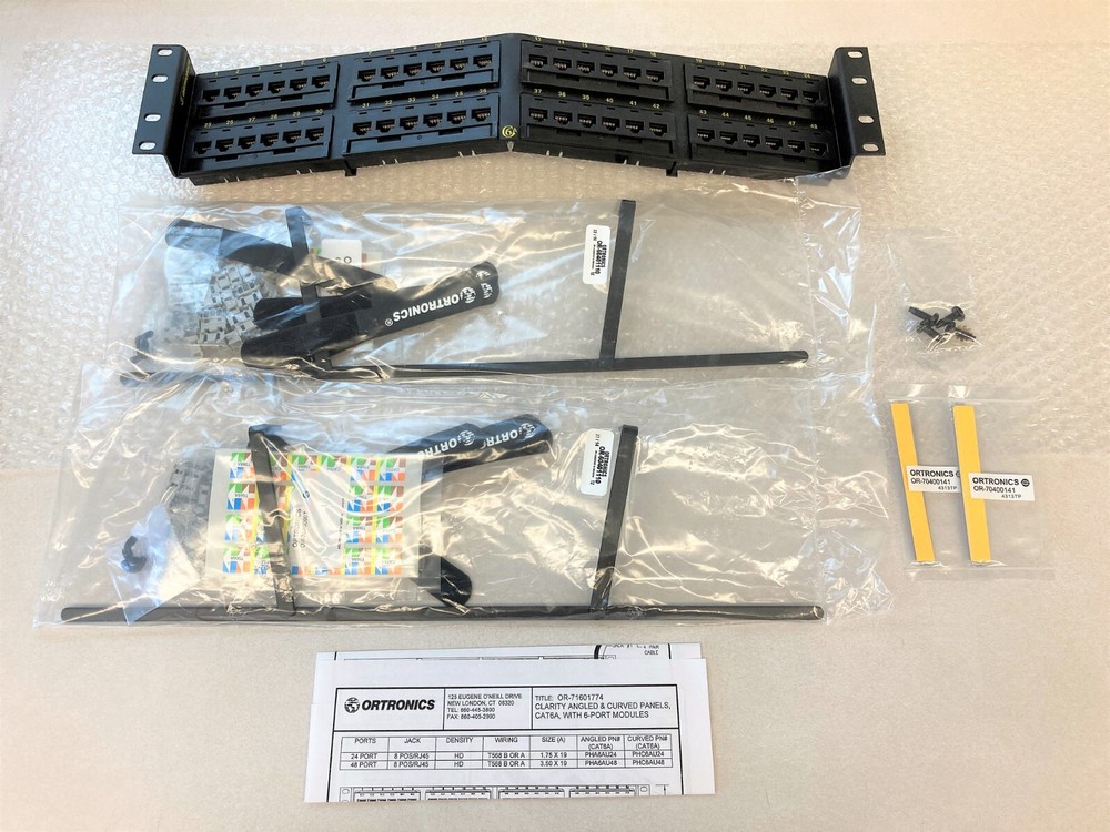 Ortronics OR-PHA6AU48 Clarity Cat6a Angled Patch Panel, 48 Port, New!