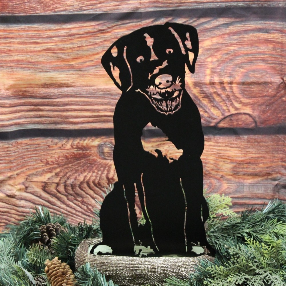 German Wirehaired Pointer Black Metal Dog Silhouette
