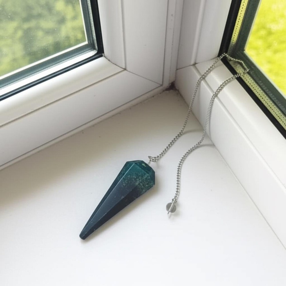 Green Moss Agate Crystal Pendulum | Chakra Healing Tool for Grounding