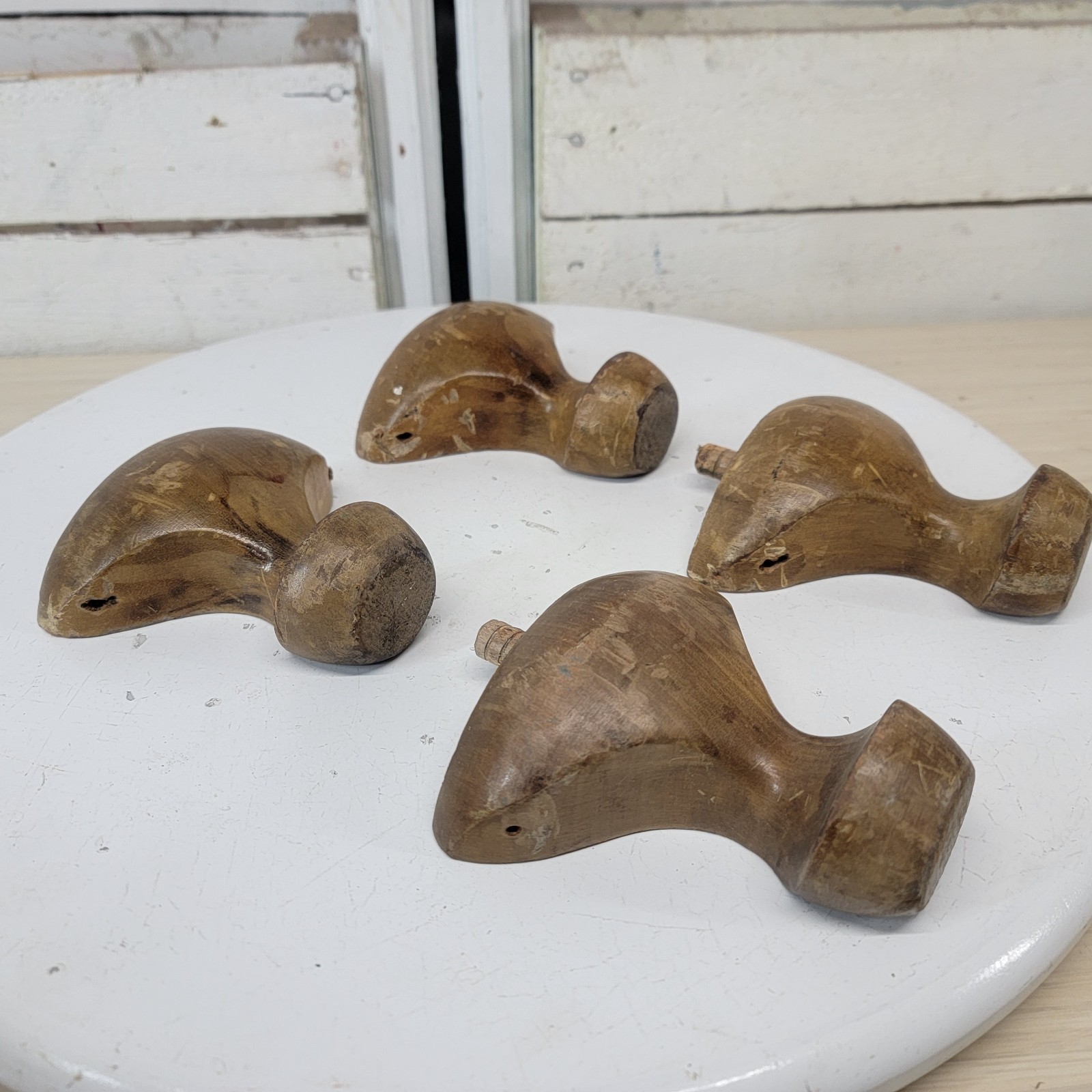 Set of 4 Vintage Solid Wood Furniture Feet Legs Salvaged Cabinet Sofa