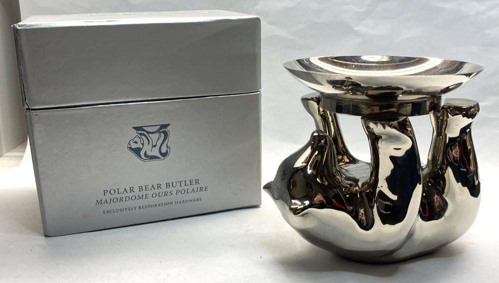 Restoration Hardware Silverplate~Polar Bear~Butler Trinket Dish W/BOX