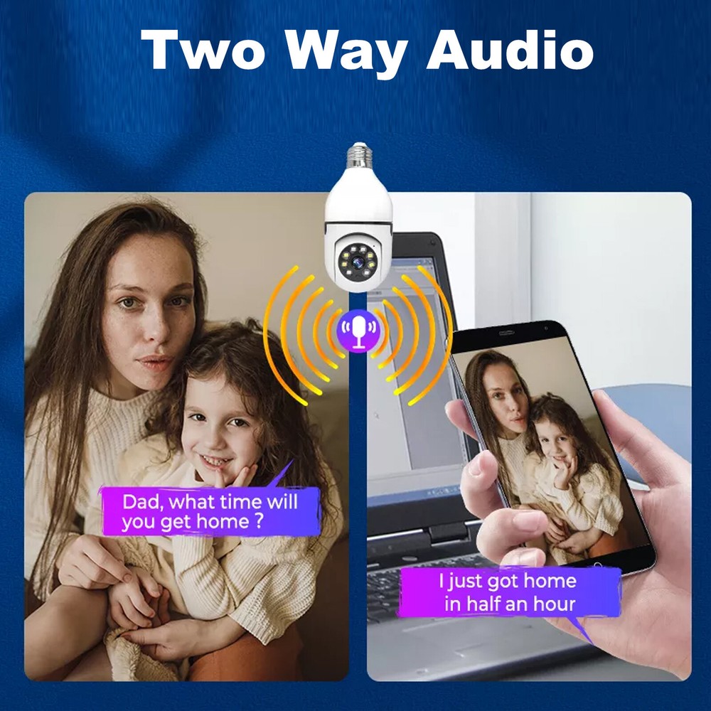 3 Pack Wireless WiFi IP Camera 360° Panoramic E27 E26 Light Bulb Camera HD 1080P