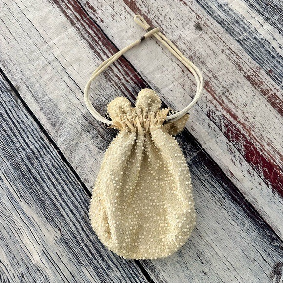Vintage Beaded Purse String Reversible Bag Purse