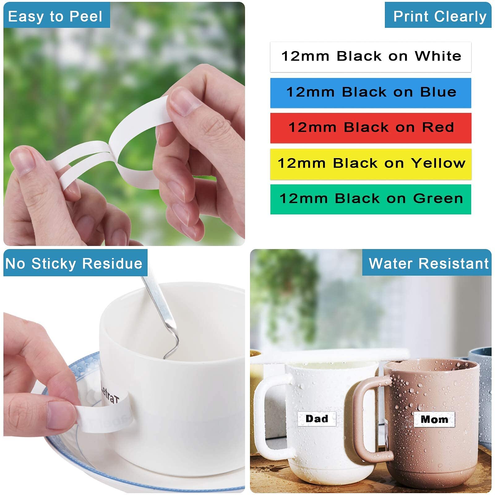 5PK Dymo Letratag Refill 91331 91330 White Plastic Label Tape 12mm LT-100H 1/2"