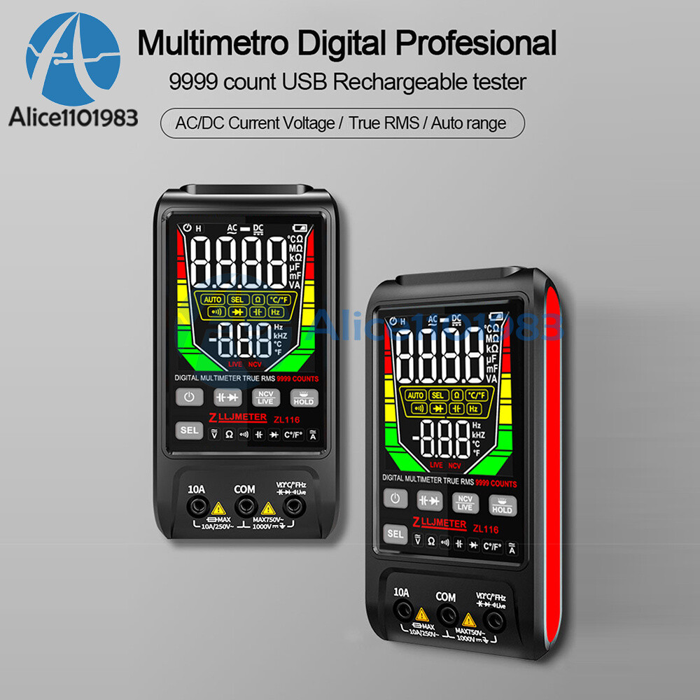 Digital Smart Multimeter AC DC Voltmeter Ammeter Resistance Ohm Meter 9999 Count
