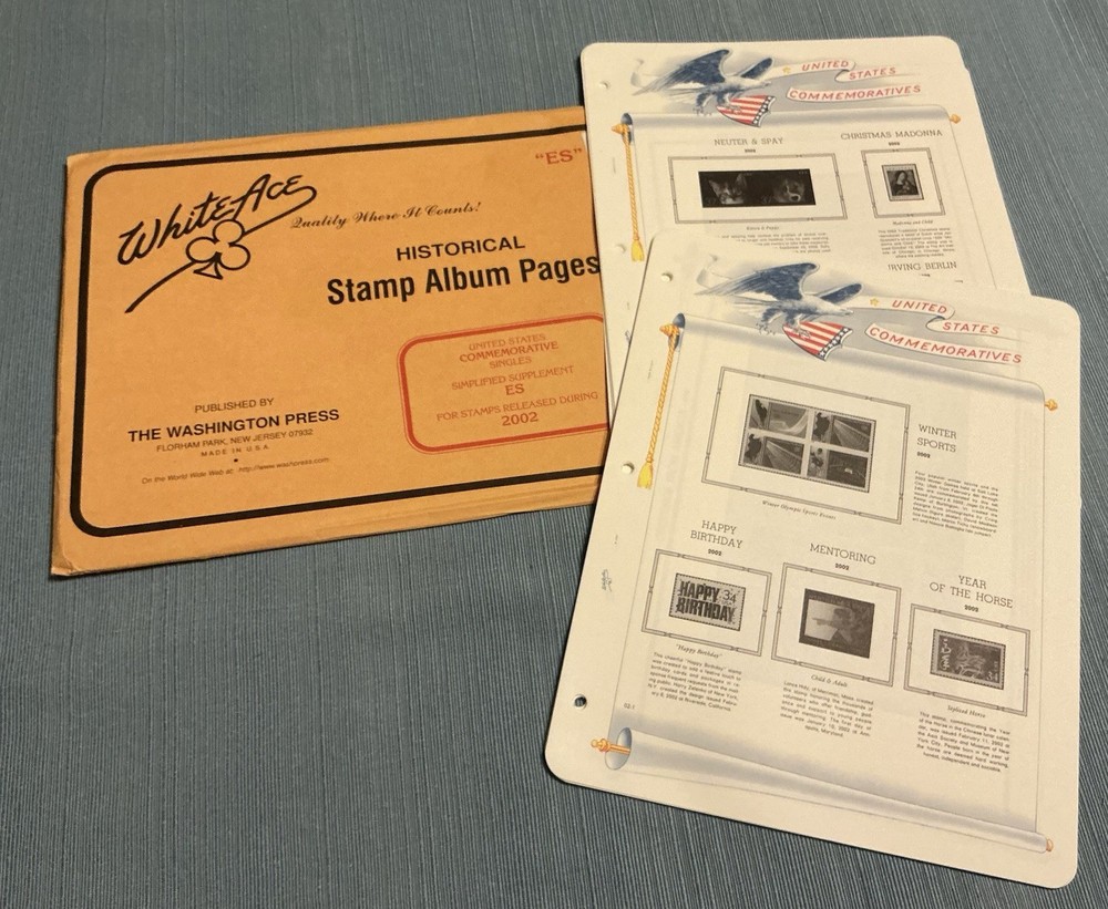 White Ace Stamp Album Supplement ES For US Comm Singles Released In 2002
