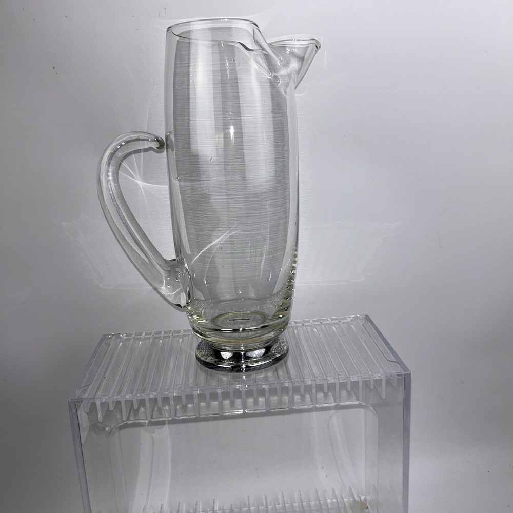 Silver Smith Studio Glass and Silverplated Cocktail Pitcher