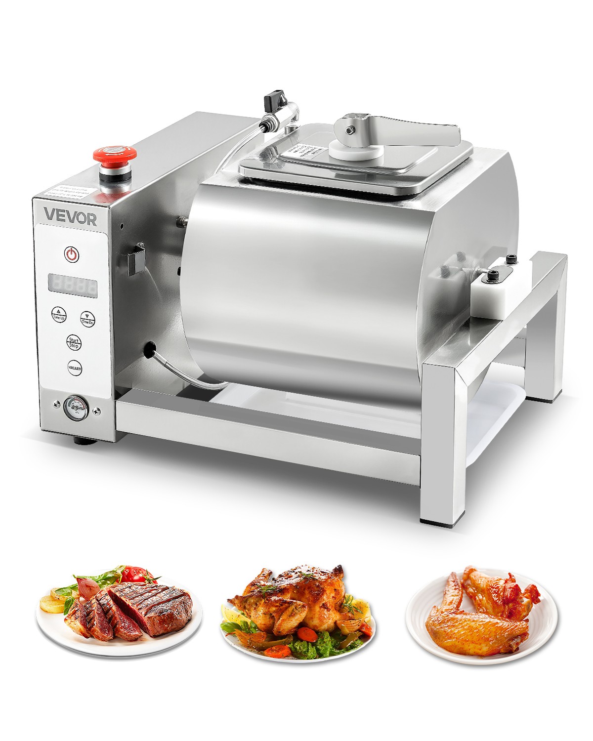 VEVOR Vacuum Meat Tumbler Marinator Machine 10L for Chicken Steak Fish Stainless