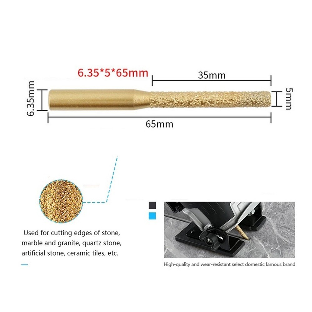 Edge Grinding Machine Replacement Workmanship Router Bit 6.35*5*65mm Gold