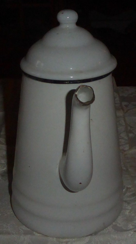 Vintage White Enamel Coffee Pot
