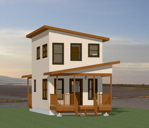 14x24 Tiny House -- 597 sq ft -- PDF FloorPlan -- Model 2A
