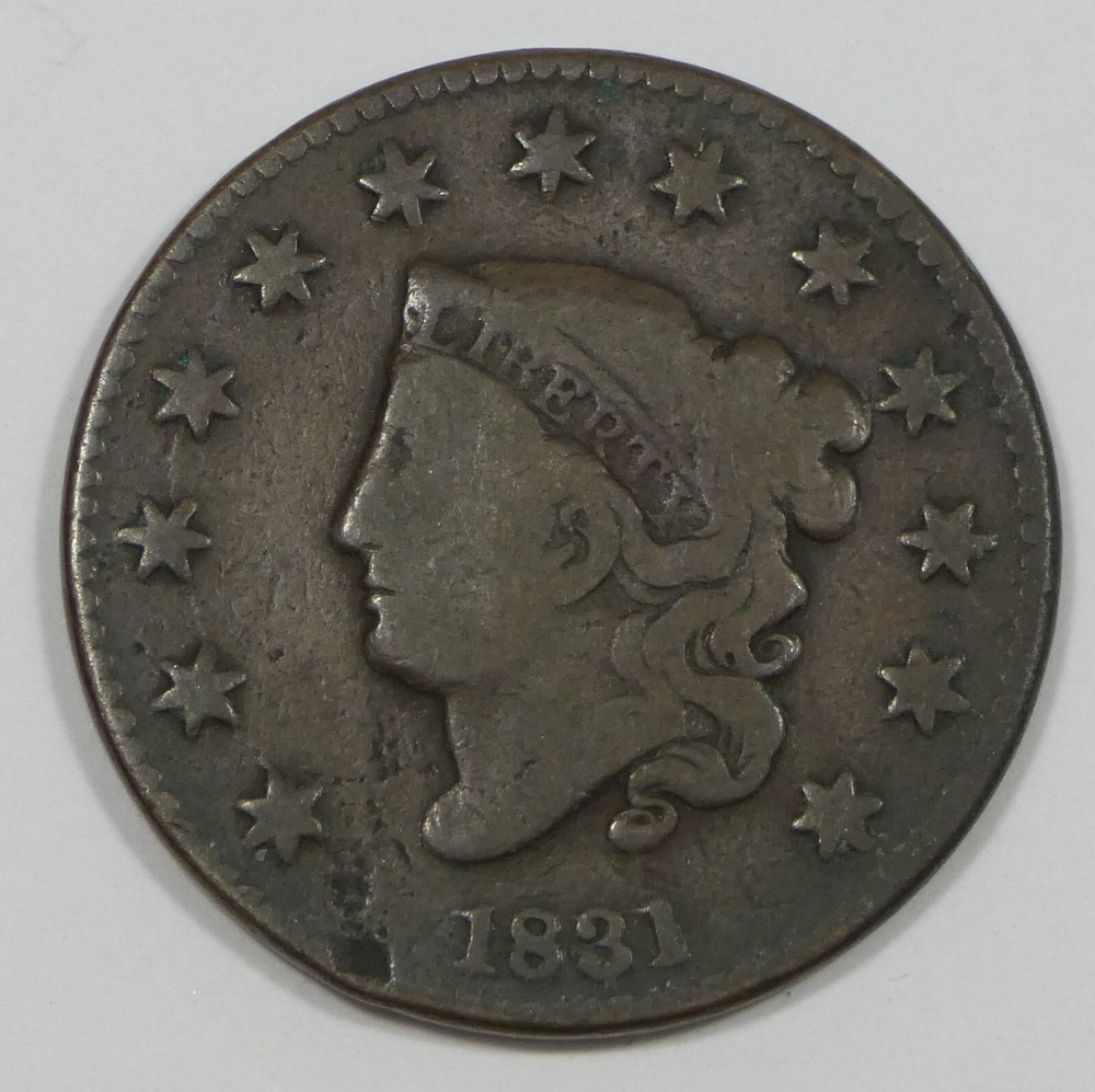 1831 Coronet Head Large Cent VERY GOOD 1c ~ Surface Marks