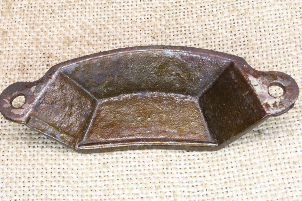 Old Bin Drawer Pull Cup Handle 4” Rustic Original Finish Vintage Vines Cast Iron