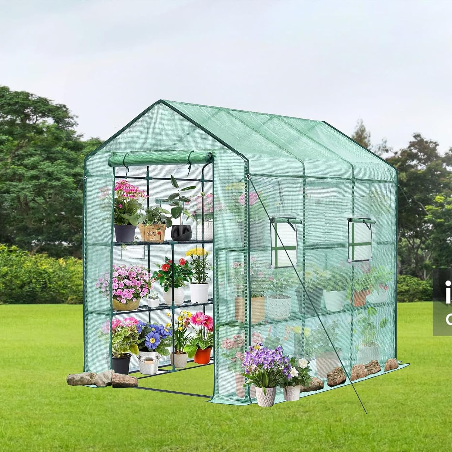 Large Portable Greenhouse with 8 Shelves 56x85x76", Outdoor Garden Use PE Cover