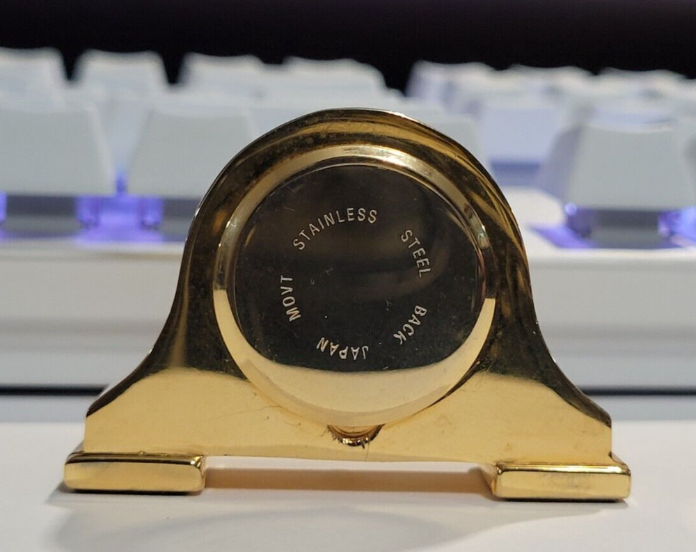 Vintage 1980's Linel Miniature Japan Movement Clock Solid Brass 2" Working
