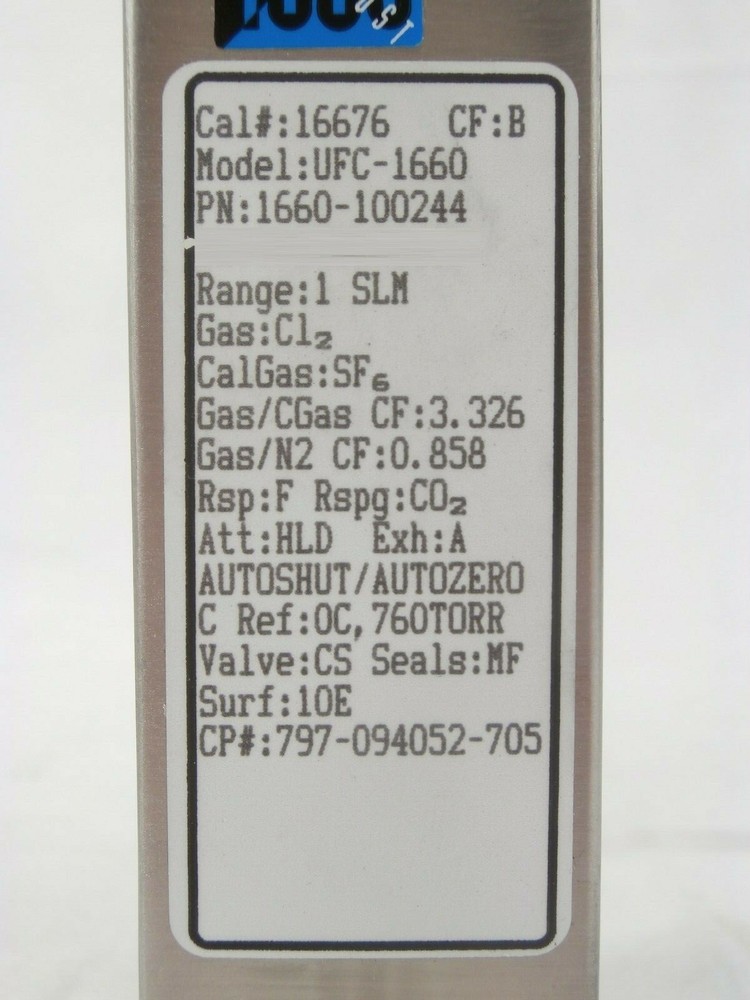 UNIT Instruments UFC-1660 Mass Flow Controller MFC 1 SLM CL2 Working Spare