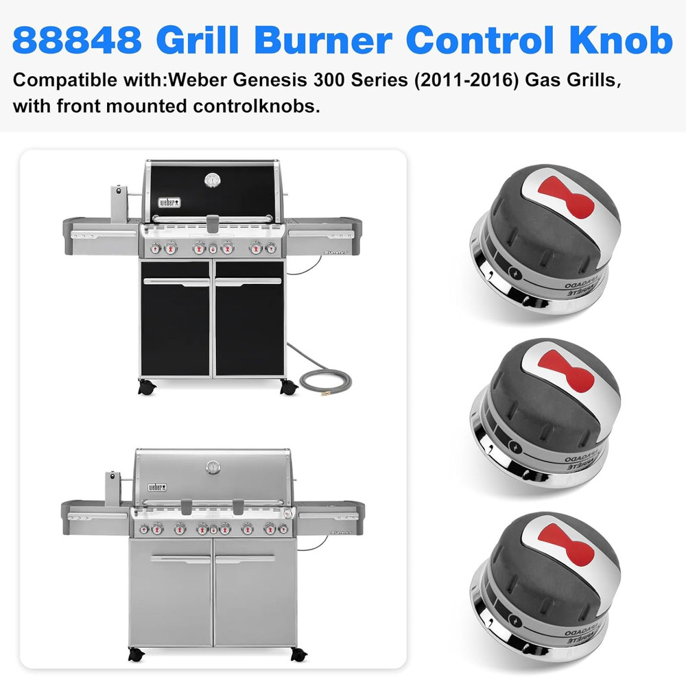 Grill Control Knobs Replacement for Weber 88848 Genesis 300 Series BBQ 2011-2016