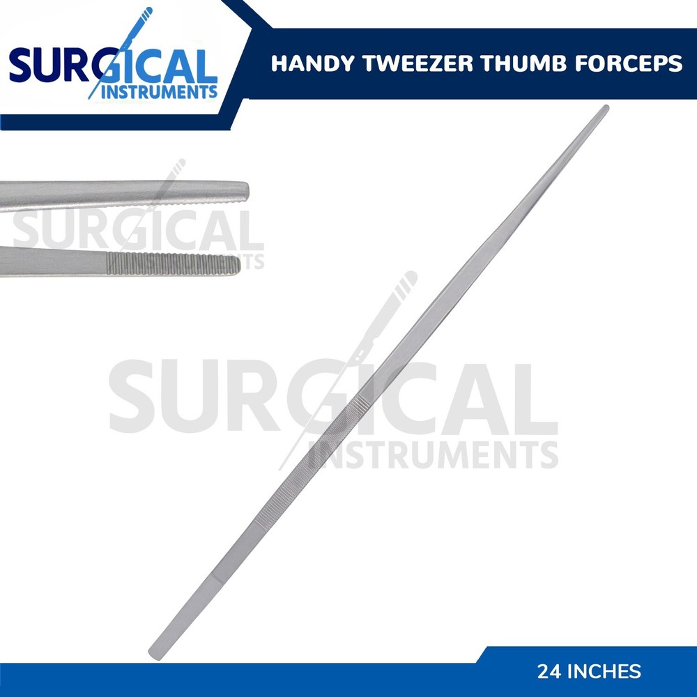 Handy 24" Extra-Long Tweezers Instruments Thumb Forceps Stainless German Grade