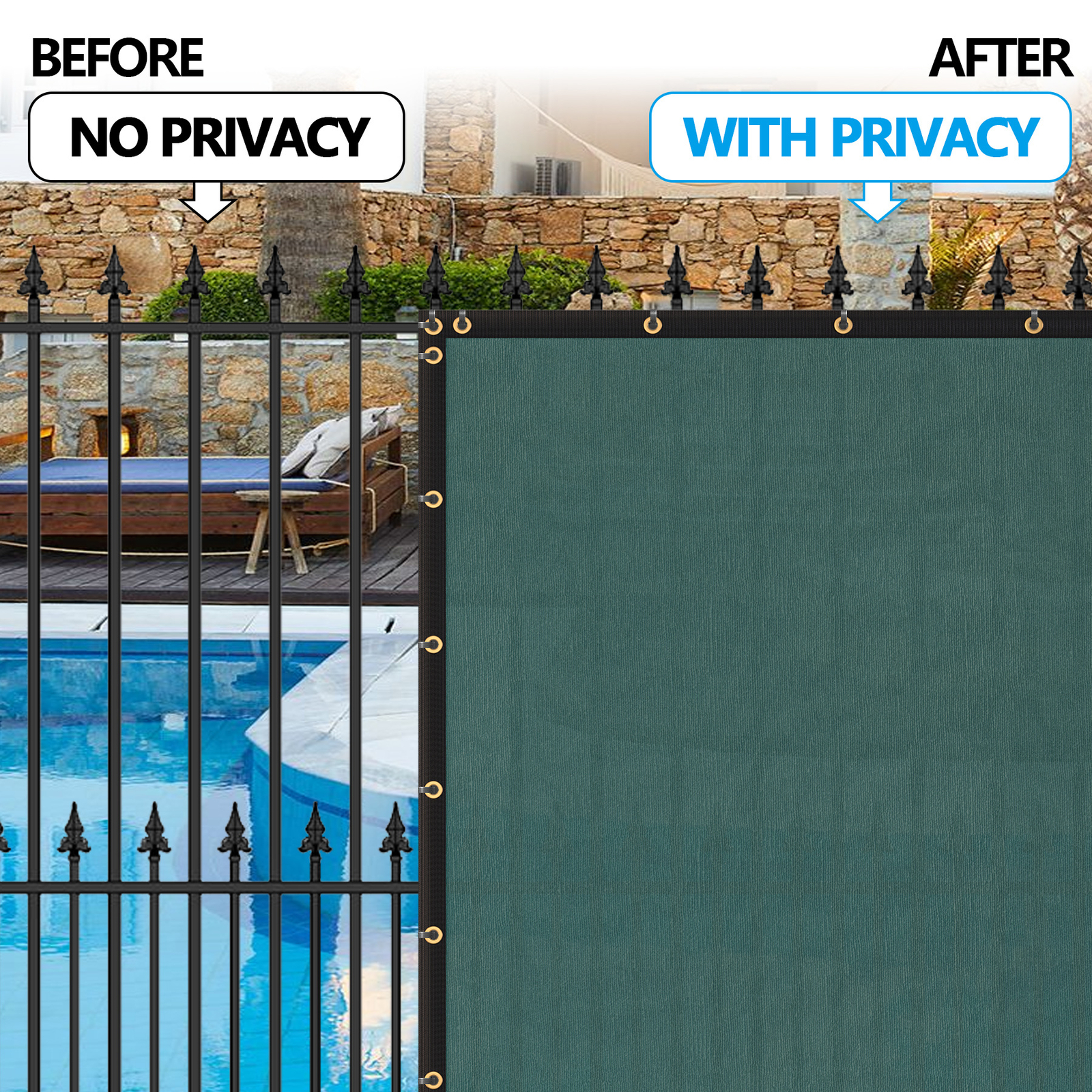 6x50ft Privacy Fence Screen Garden Windscreen HDPE Fabric Mesh Shade Cover Green