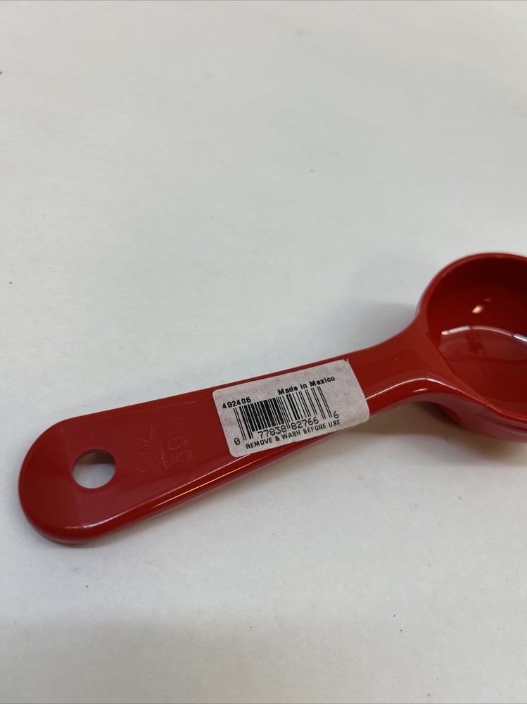 Measure Miser Solid Measuring Spoon with Short Handle, 2 Ounces, Red