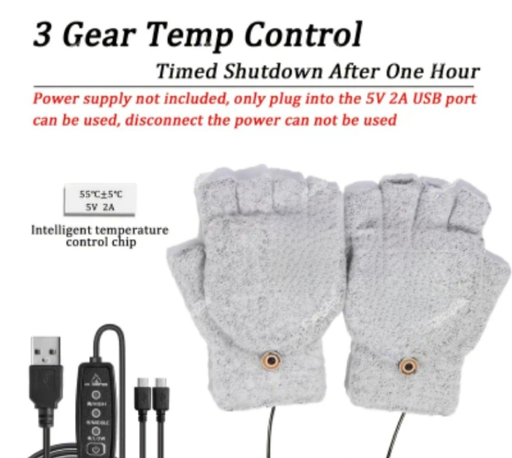 heated gloves USB Fingerless Mitton